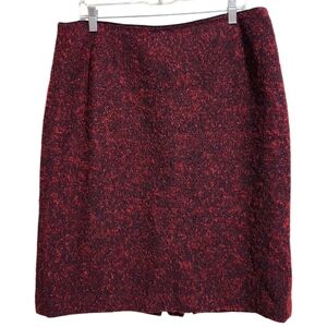VTG‎ mini skirt pencil red black wool mohair kick pleat back zipper size 16